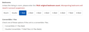 What advertisers see for flex bedrooms on their lsitings.