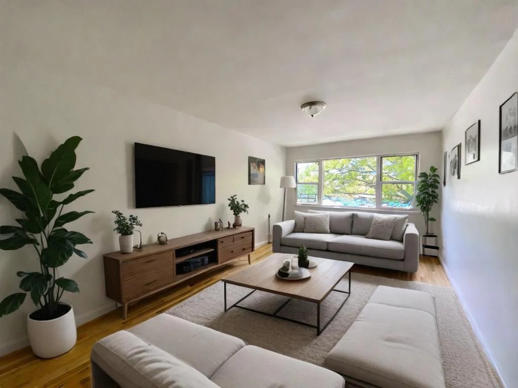 Spacious living room in a Queens apartment