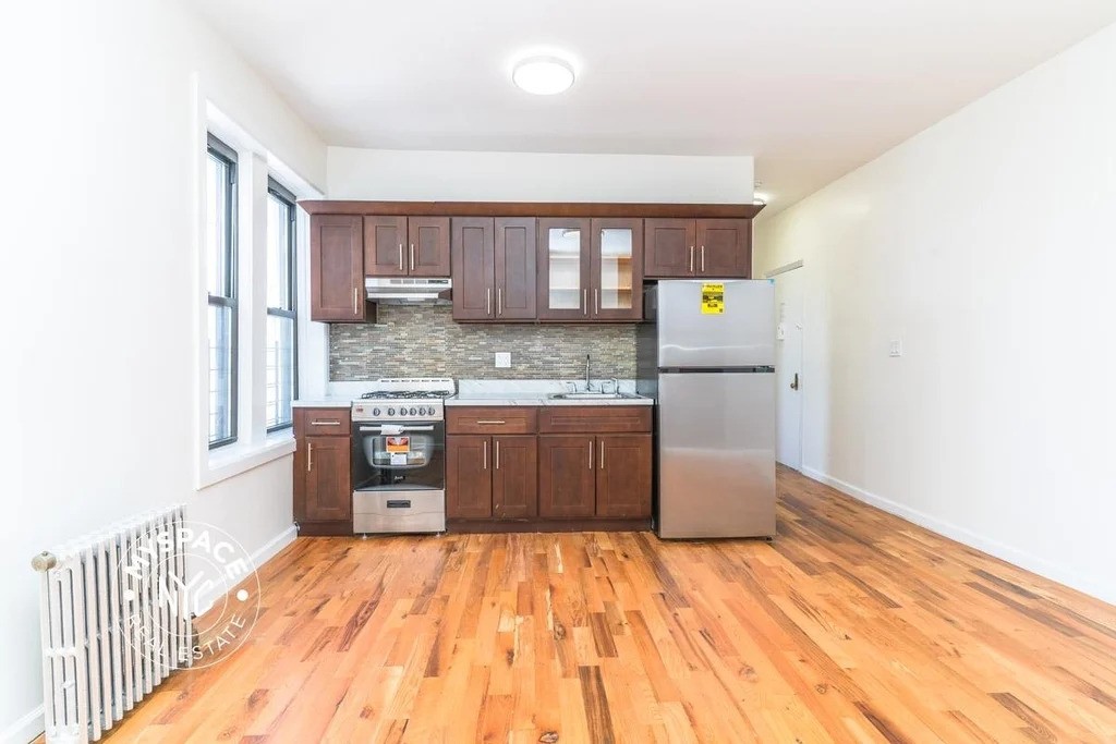 Modern kitchen with stainless steel appliances