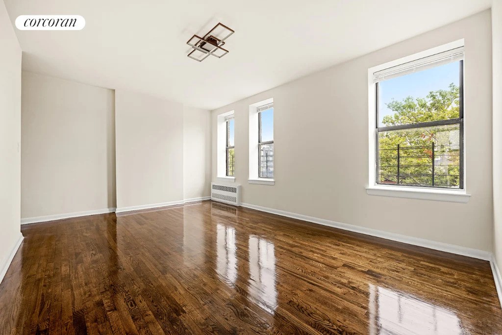 Spacious Brooklyn living room with natural light