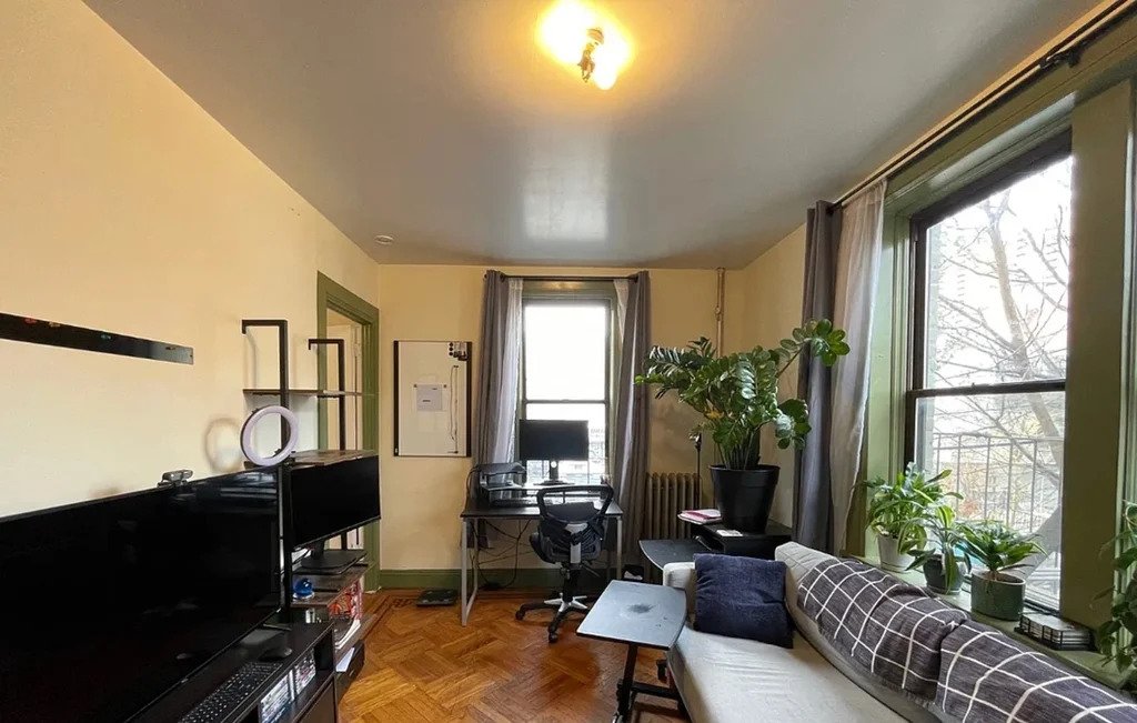 living room with large windows