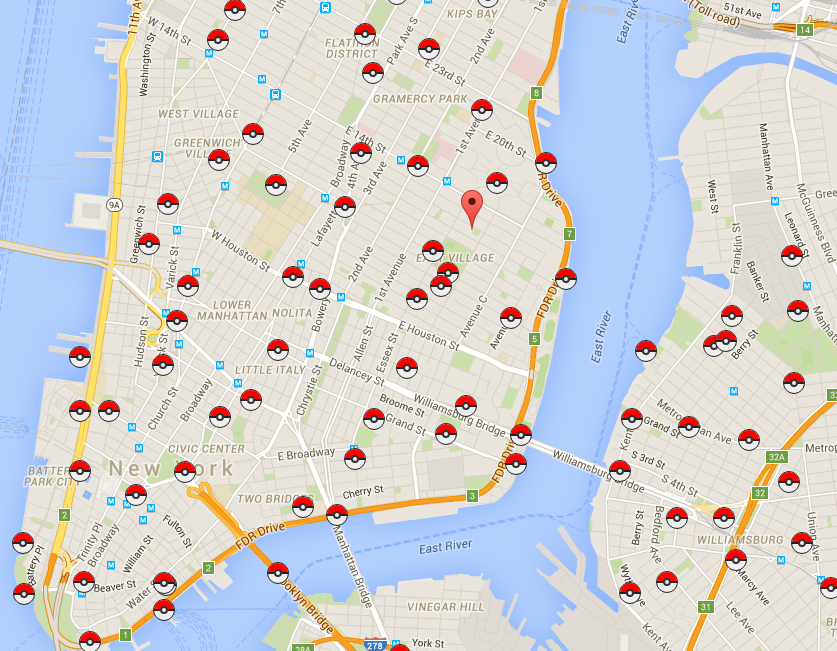  Real-time Pokémon Go map for NYC